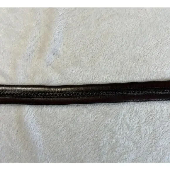 Mezlan Spain 38 Mens Leather Dress Belt Dark Brown Belt Gunmetal Tone Buckle - Picture 13 of 14